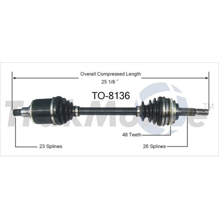 Surtrack Axle Cv Axle Shaft, To-8136 TO-8136